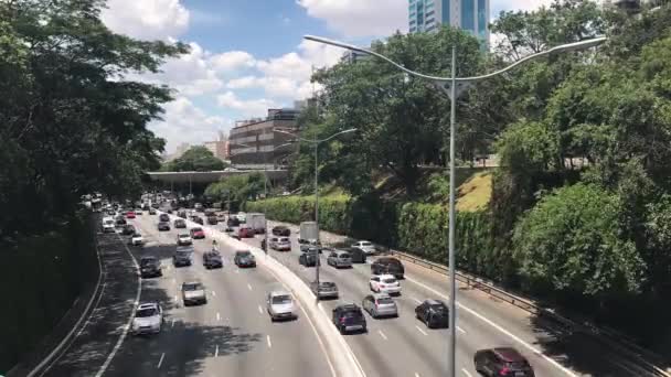 Upływ Czasu Ruchu Samochodów Avenue Maio Mieście Sao Paulo Brazylia — Wideo stockowe