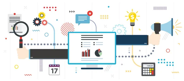 Informe sobre empresas, comunicación y crecimiento — Archivo Imágenes Vectoriales