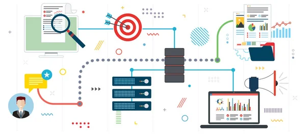 Inteligência empresarial, computadores de rede — Vetor de Stock