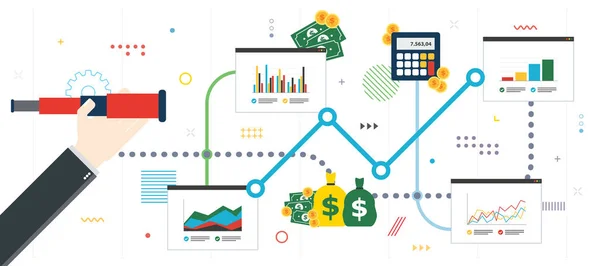 Finansal yatırım, büyüme, başarı ve para kazanma — Stok Vektör