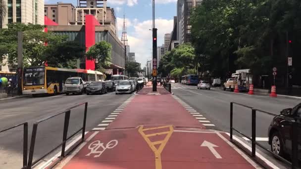 Araba Rating Paulista Avenue Masp Trianon Park Sao Paulo Şehir — Stok video
