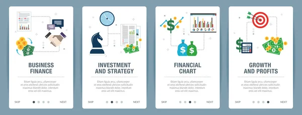 Internet banner set of business, finance and strategy icons. — Stock Vector