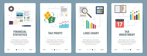 Finanční statistiky, graf zisků a ztrát daňové — Stockový vektor