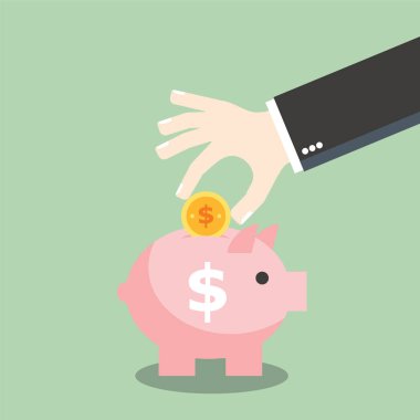 İş el kumbara içine para eklemek.