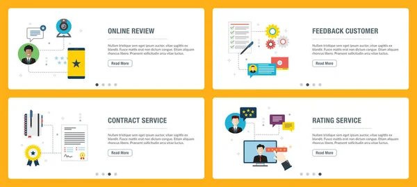 Internet banner set of feedback, review, contract service and rating icons. — Stock Vector