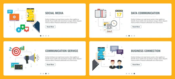 Redes sociales, comunicación y conexión empresarial . — Vector de stock