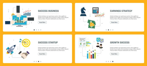 Negocios de éxito, estrategia de ganancias, startup de éxito, éxito de crecimiento . — Archivo Imágenes Vectoriales