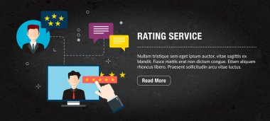 Derecelendirme hizmeti, vektör simgeleri ile afiş internet. 