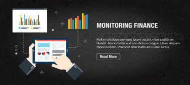 İzleme finans, vektör simgeleri ile afiş internet.