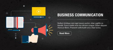 Vektör simgeleri ile iş iletişimi afiş internet. 