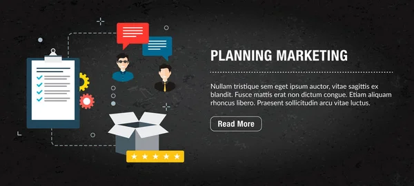 Planning marketing banner internet with icons in vector.