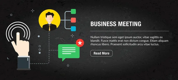 Banner de reunión de negocios Internet con iconos en el vector . — Archivo Imágenes Vectoriales