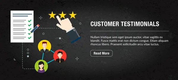 Testimonios de nuestros clientes banner internet con iconos en vector . — Vector de stock