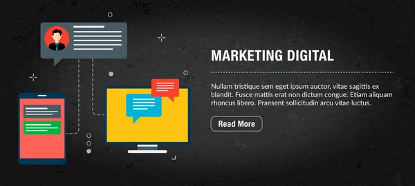 Marketing digitales Banner-Internet mit Symbolen im Vektor. — Stockvektor