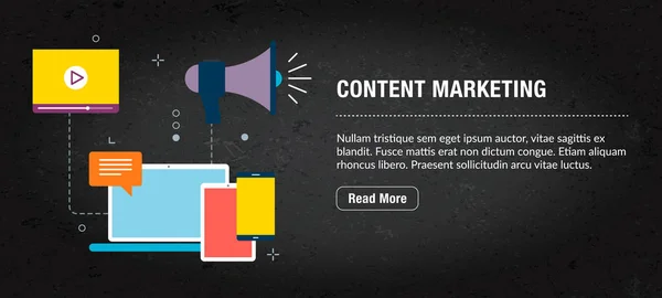 Content marketing, banner internet with icons in vector.
