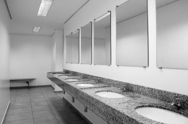 Aynalı bir tuvaletin iç.