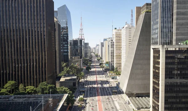 Avenida Paulista (Paulista Avenue) – město Sao Paulo, Brazílie. — Stock fotografie