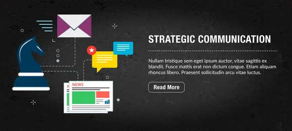 Comunicazione strategica, banner internet con icone in vettoriale . — Vettoriale Stock