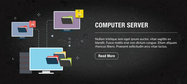 Διαφημιστικό πλαίσιο για το διακομιστή υπολογιστών για το Internet. — Διανυσματικό Αρχείο