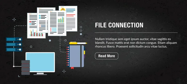Koncept banner för fil anslutning för Internet. — Stock vektor