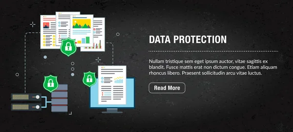 Banner de concepto de protección de datos para Internet . — Vector de stock