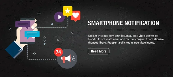 Smartphone notification concept banner voor Internet. — Stockvector