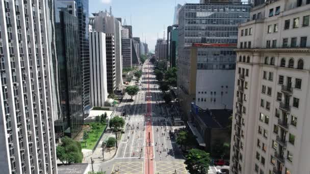 Αεροφωτογραφία Της Avenida Paulista Paulista Avenue Στην Πόλη Του Σάο — Αρχείο Βίντεο