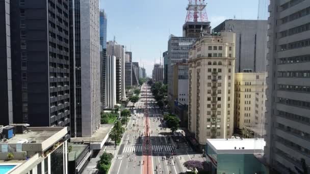 Вид Воздуха Проспект Паулиста Avenida Paulista Сан Паулу Бразилия — стоковое видео