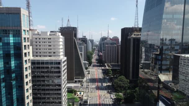 Flygfoto Över Avenida Paulista Paulista Avenue Sao Paulo Stad Brasilien — Stockvideo