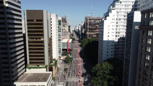 巴西圣保罗市Avenida Paulista Paulista大道 的空中景观 — 图库视频影像
