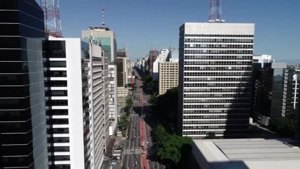 Luftaufnahme Der Avenida Paulista Der Stadt Sao Paulo Brasilien — Stockvideo