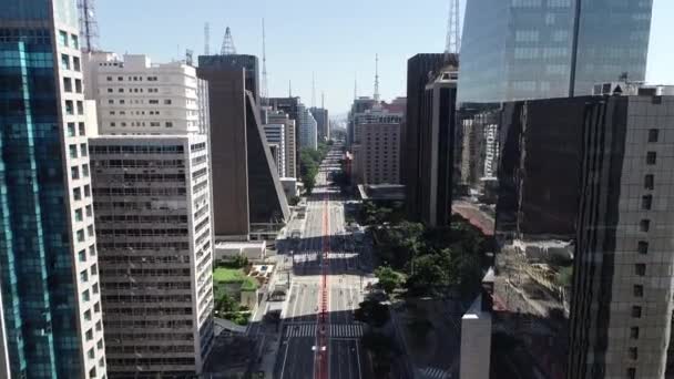 Αεροφωτογραφία Της Avenida Paulista Paulista Avenue Στην Πόλη Του Σάο — Αρχείο Βίντεο