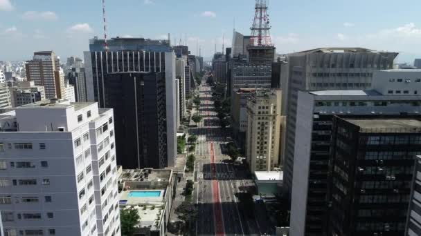Widok Lotu Ptaka Avenida Paulista Aleja Paulista Mieście Sao Paulo — Wideo stockowe