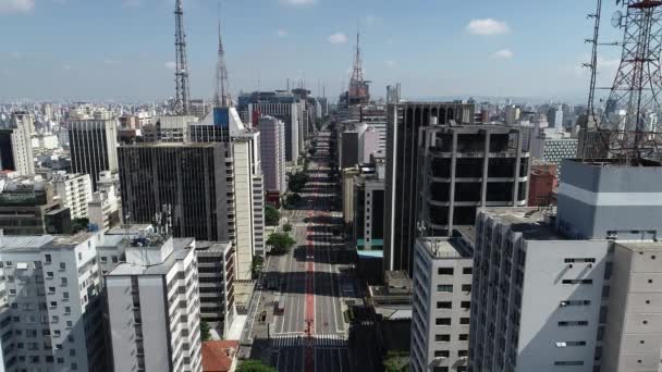 Вид Воздуха Проспект Паулиста Avenida Paulista Сан Паулу Бразилия — стоковое видео