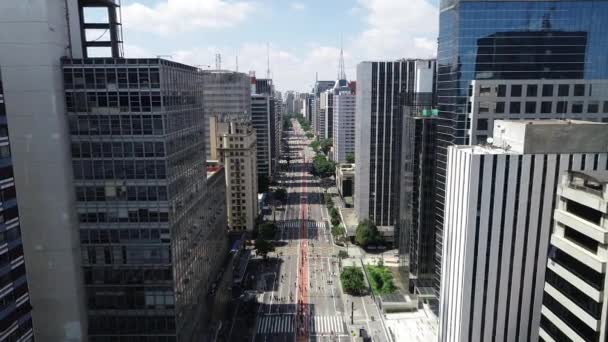 ブラジル サンパウロ市のアヴェンダ パウリスタ パウリスタ通り の空中写真 — ストック動画