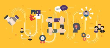 İş birliği ve işbirliği. İş dünyasında takım çalışması stratejisi..