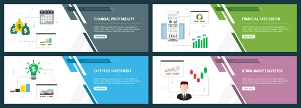 Banner da Internet com rentabilidade financeira e ícones de investimento . — Vetor de Stock