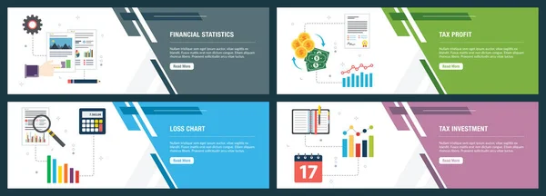 Estadísticas financieras, gráfico de pérdidas y ganancias fiscales — Vector de stock