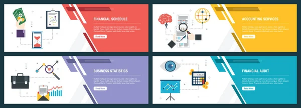 财务时间表、会计服务、业务统计、财务审计. — 图库矢量图片