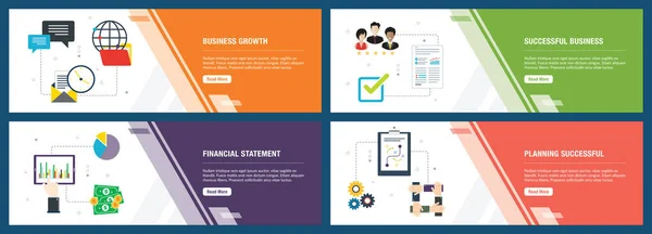 Concepto Banners Web Vector Con Crecimiento Empresarial Negocios Exitosos Estados — Vector de stock