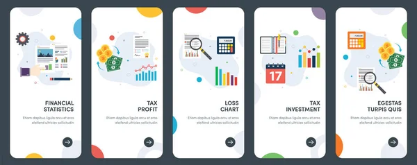 Set Van Concept Platte Ontwerp Pictogrammen Voor Financiële Fiscale Investeringen — Stockvector