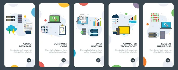 Набор Концептуальных Плоских Иконок Компьютера Технологии Кода Облака Данных Набор — стоковый вектор