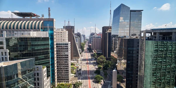 Vista Aérea Avenida Paulista Ciudad Sao Paulo Brasil —  Fotos de Stock