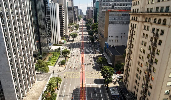 巴西圣保罗市Avenida Paulista Paulista大道 的空中景观 — 图库照片