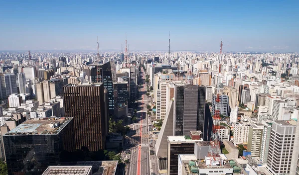 ブラジル サンパウロ市のアヴェンダ パウリスタ パウリスタ通り の空中写真 — ストック写真