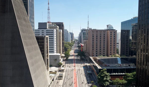 Pemandangan Udara Avenida Paulista Jalan Paulista Kota Sao Paulo Brasil — Stok Foto