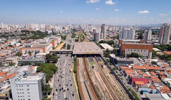 Vue Aérienne Avenue Radial Leste Centre Commercial Tatuape Train Tatuape — Photo