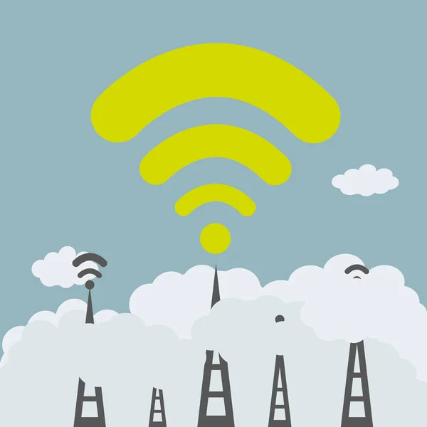 Коммуникационные Башни Wifi Символический Фон — стоковый вектор