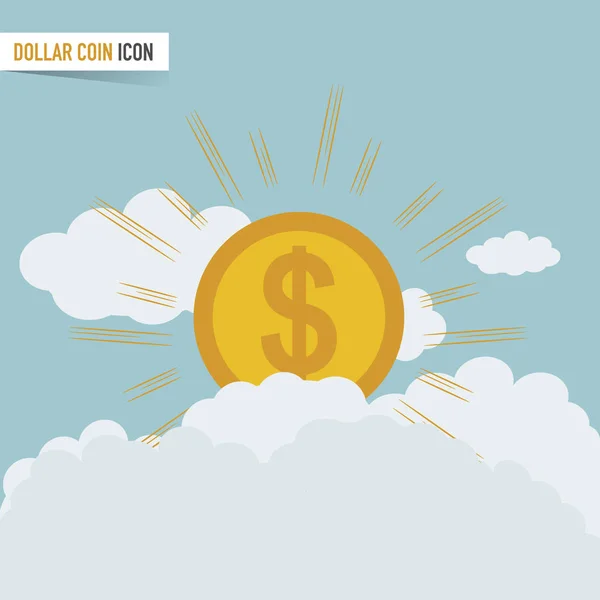 Dollarteken Met Goud Stralen — Stockvector