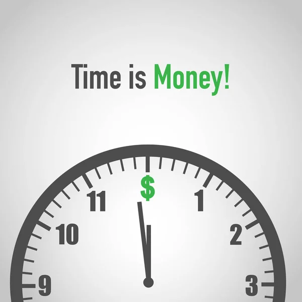 Tempo Dinheiro Dólar Relógio — Vetor de Stock